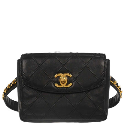 Chanel Black Lambskin Bicolore Waist Bum Bag #65/26