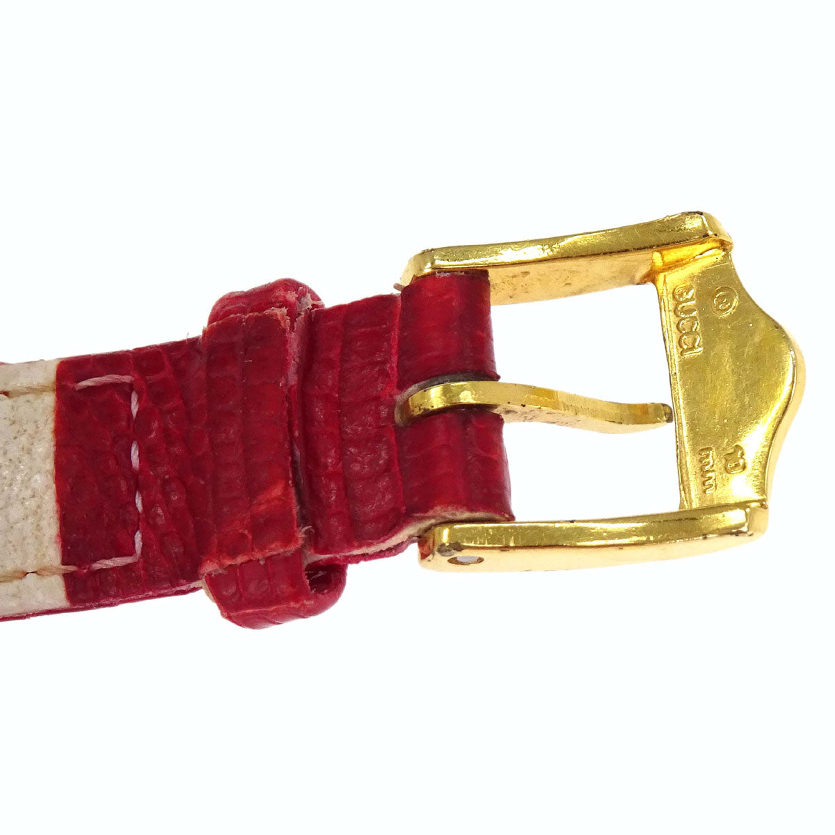 Gucci * 3000.2.L 25 mm Quartz Watch Wristwatch Gold Red Lizard