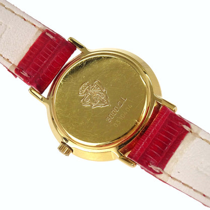 Gucci * 3000.2.L 25 mm Quartz Watch Wristwatch Gold Red Lizard
