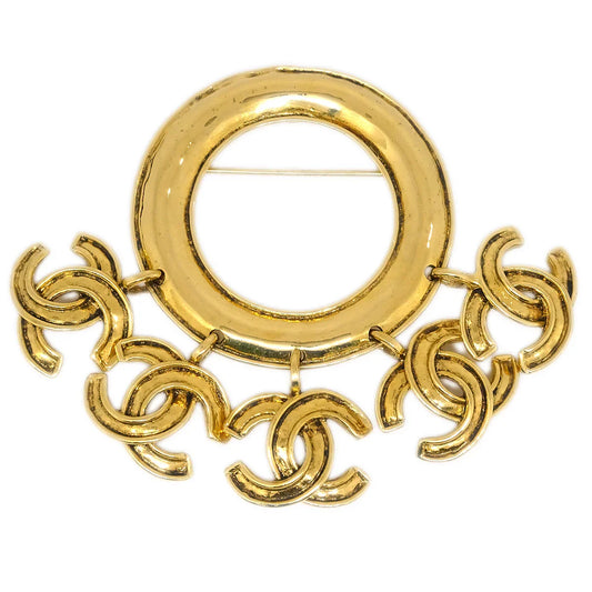 Chanel Fringe Brooch Pin Corsage Gold 94P