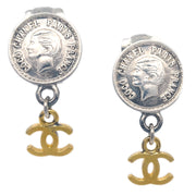 Chanel Dangle Earrings Gold Silver Clip-On 96P