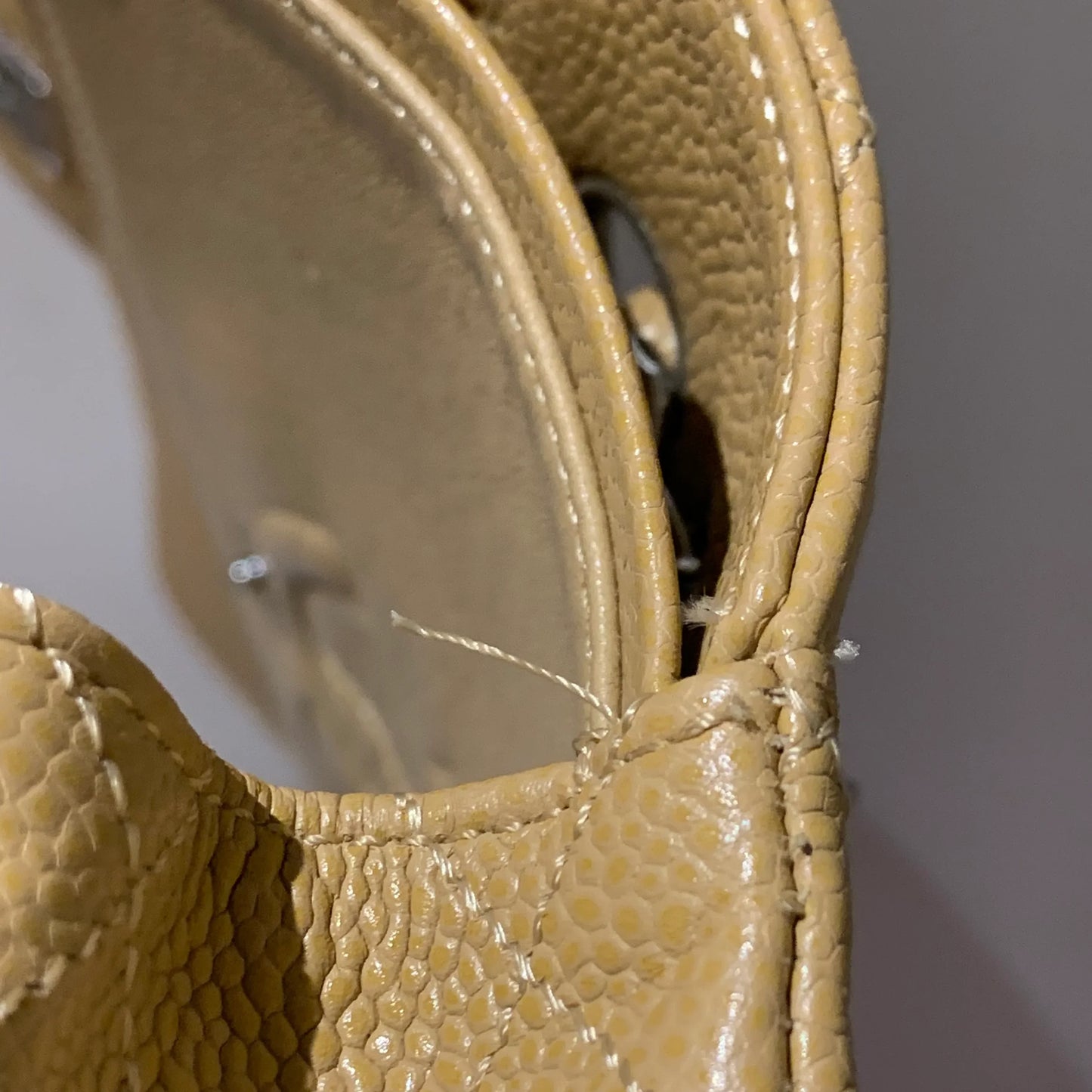 Chanel 2004-2005 Beige Caviar Medium Classic Double Flap Bag SHW