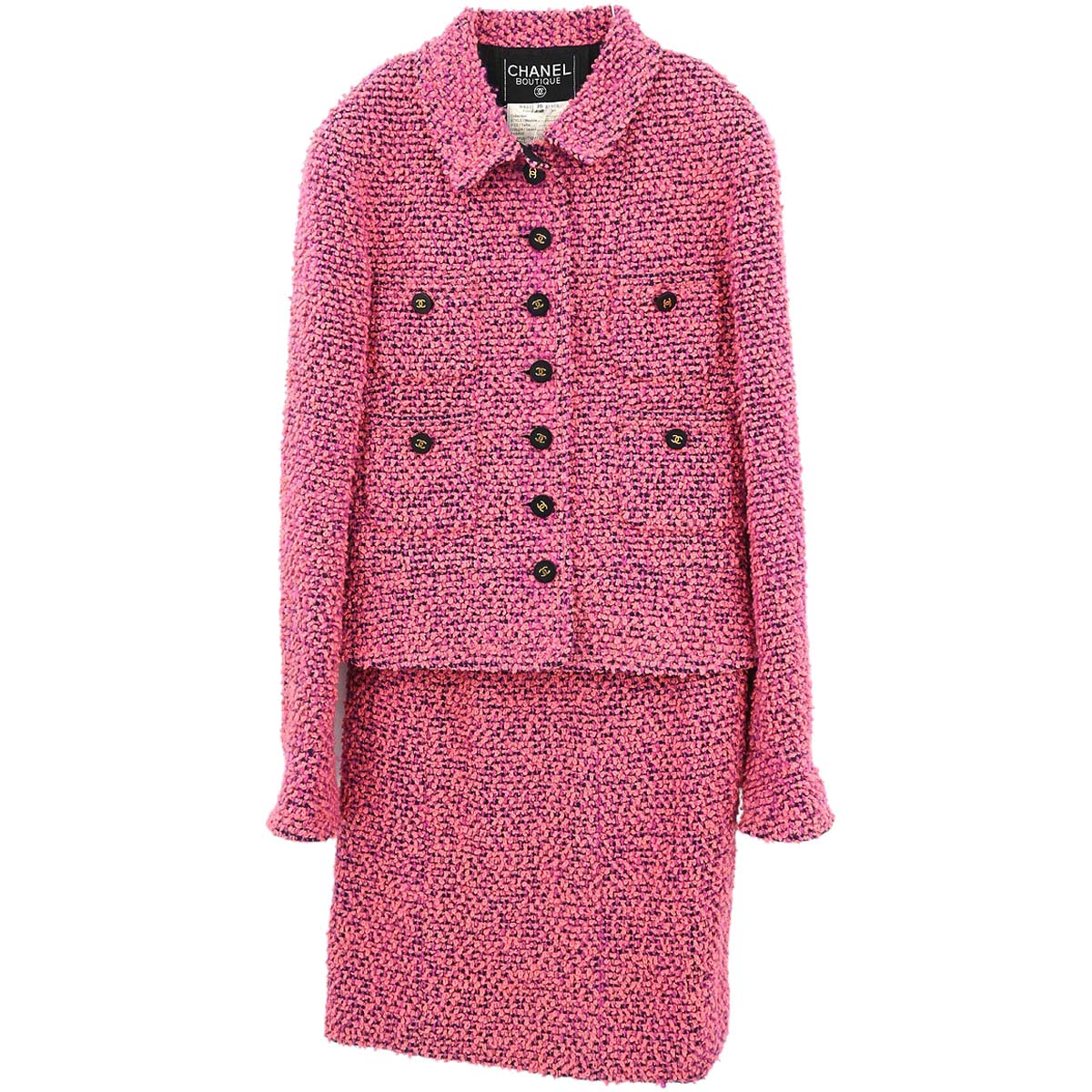 Chanel 1994 Setup Suit Jacket Skirt Tweed Pink  #36