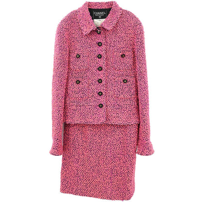 Chanel 1994 Setup Suit Jacket Skirt Tweed Pink  #36