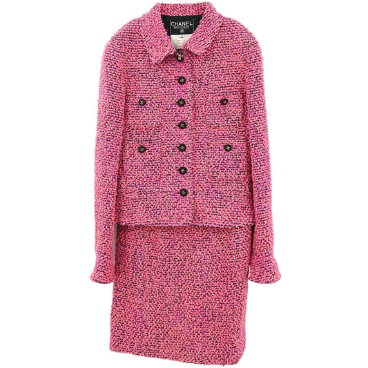 Chanel 1994 Setup Suit Jacket Skirt Tweed Pink  #36