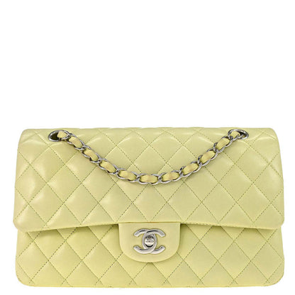 Chanel * 2011 Light Green Lambskin Medium Classic Double Flap Shoulder Bag