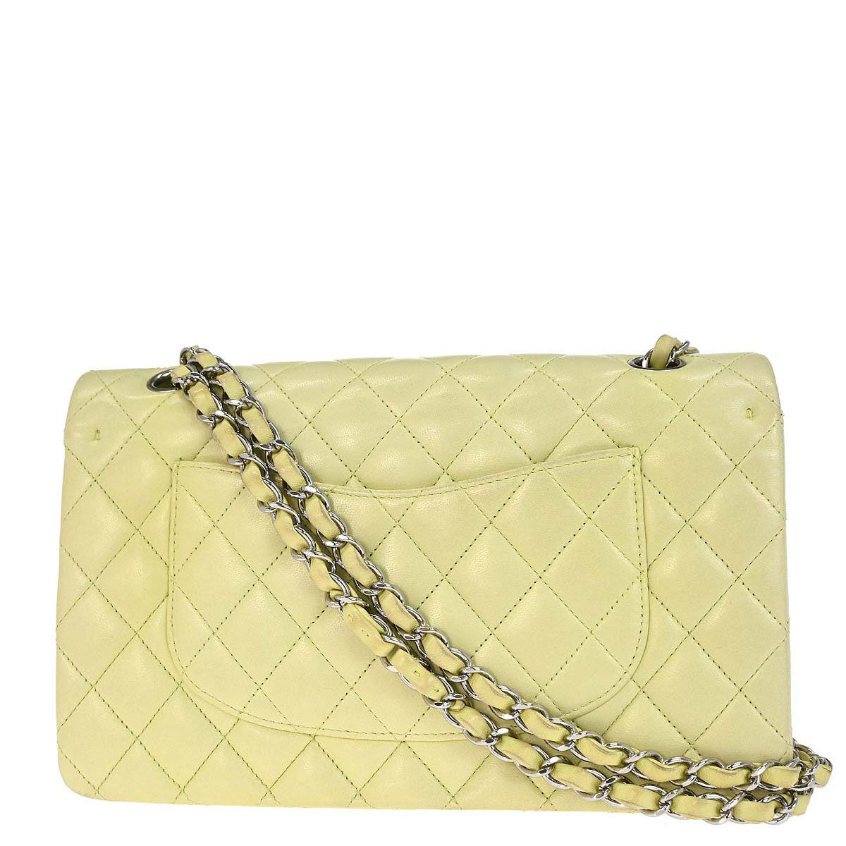 Chanel * 2011 Light Green Lambskin Medium Classic Double Flap Shoulder Bag