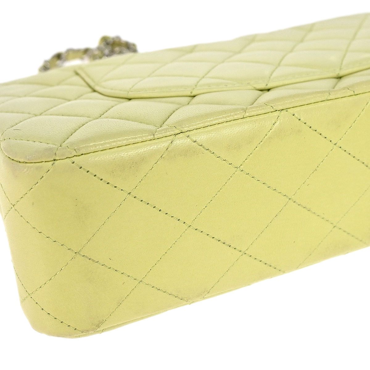Chanel * 2011 Light Green Lambskin Medium Classic Double Flap Shoulder Bag