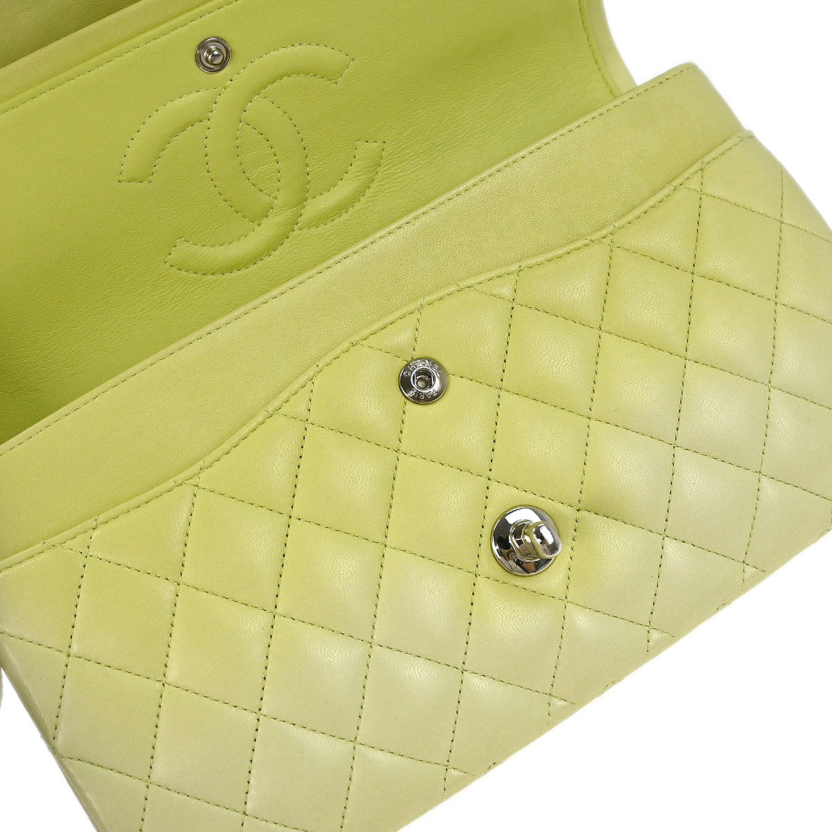 Chanel * 2011 Light Green Lambskin Medium Classic Double Flap Shoulder Bag