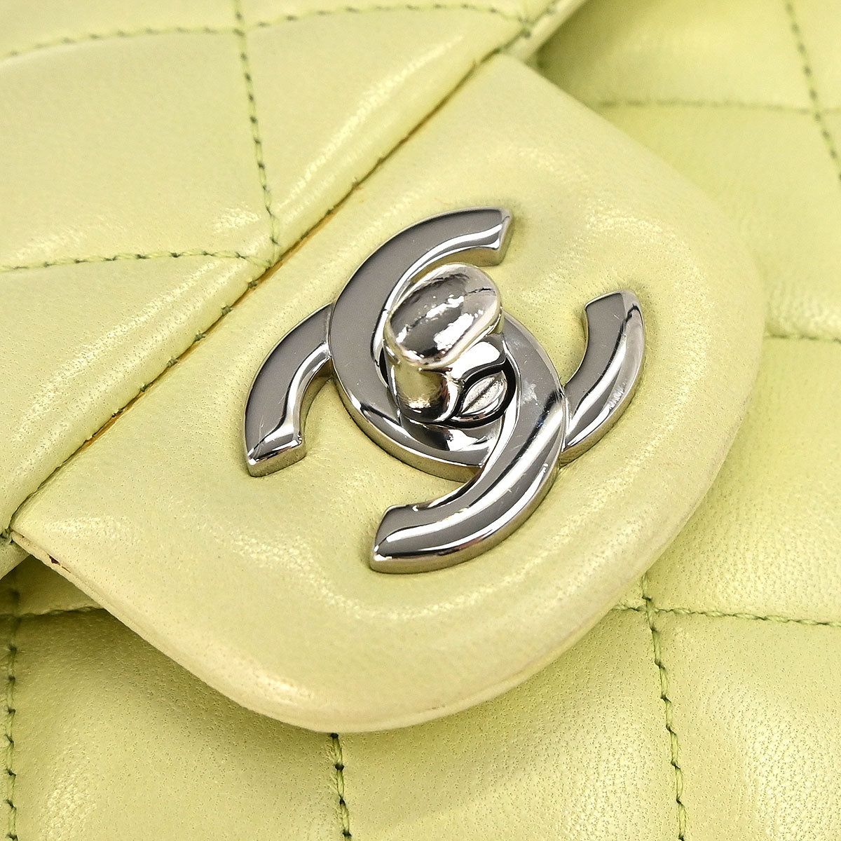Chanel * 2011 Light Green Lambskin Medium Classic Double Flap Shoulder Bag