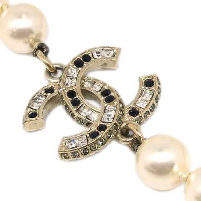 Chanel Gold Chain Artificial Pearl Rhinestone Necklace A15B