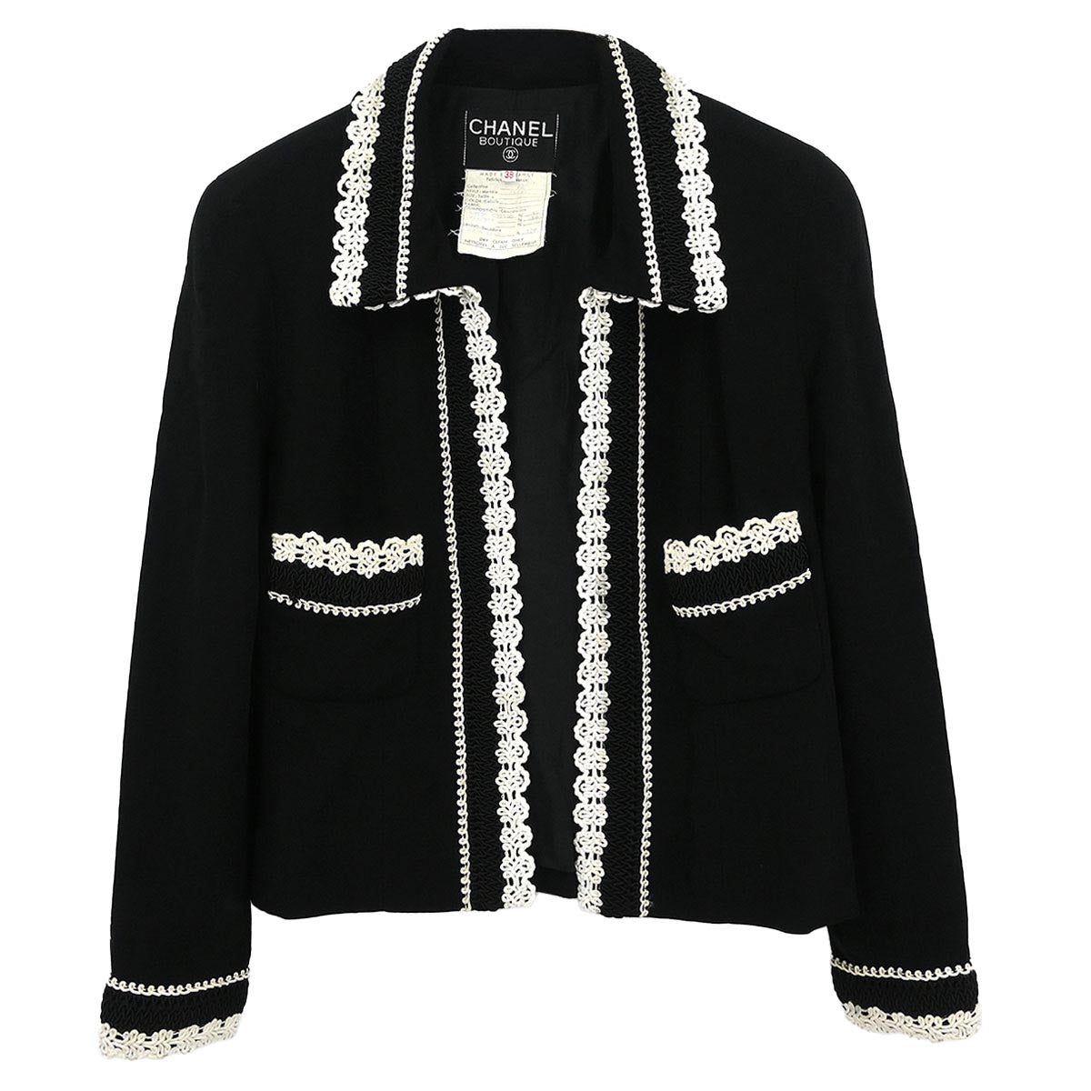 Chanel 1987 Single Breasted Jacket Black #38