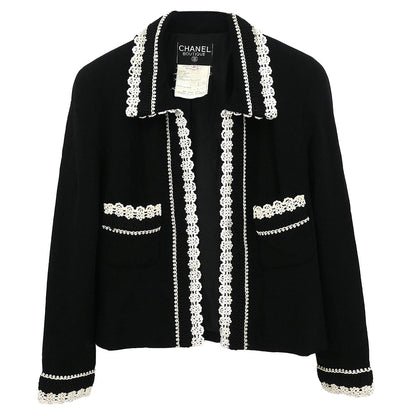 Chanel 1987 Single Breasted Jacket Black #38