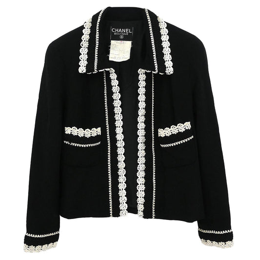 Chanel 1987 Single Breasted Jacket Black #38