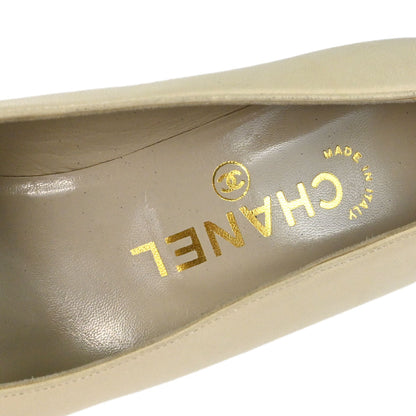 Chanel * CC Turnlock Ivory Leather Pumps Shoes #36