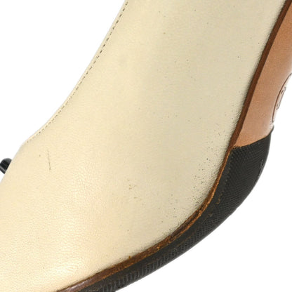Chanel * CC Turnlock Ivory Leather Pumps Shoes #36