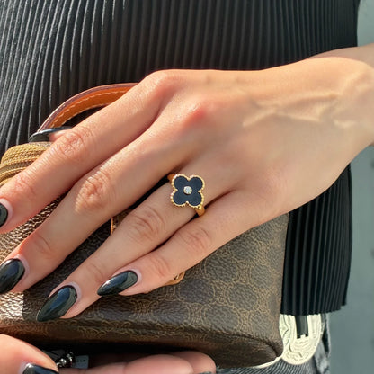 Van Cleef & Arpels Alhambra Ring 750 Onyx Diamond #49 #9