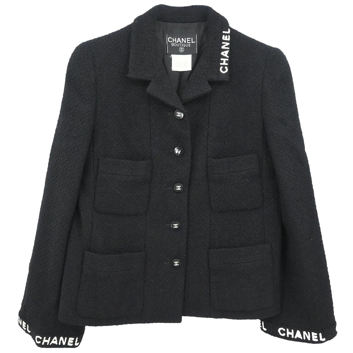 Chanel 1995 Single Breasted Jacket Black #38