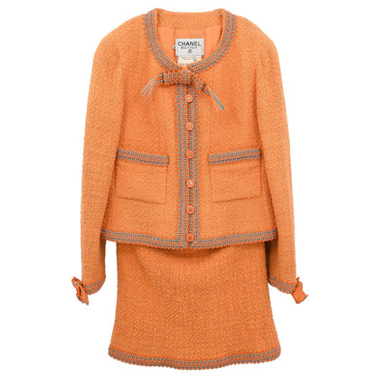 Chanel 1994 Setup Suit Jacket Skirt Orange #40