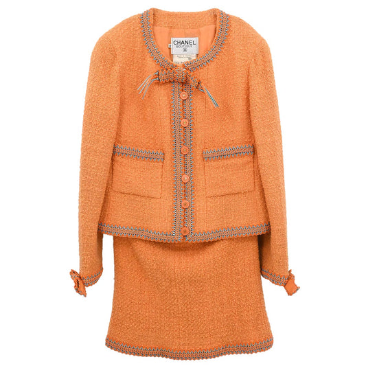 Chanel 1994 Setup Suit Jacket Skirt Orange #40