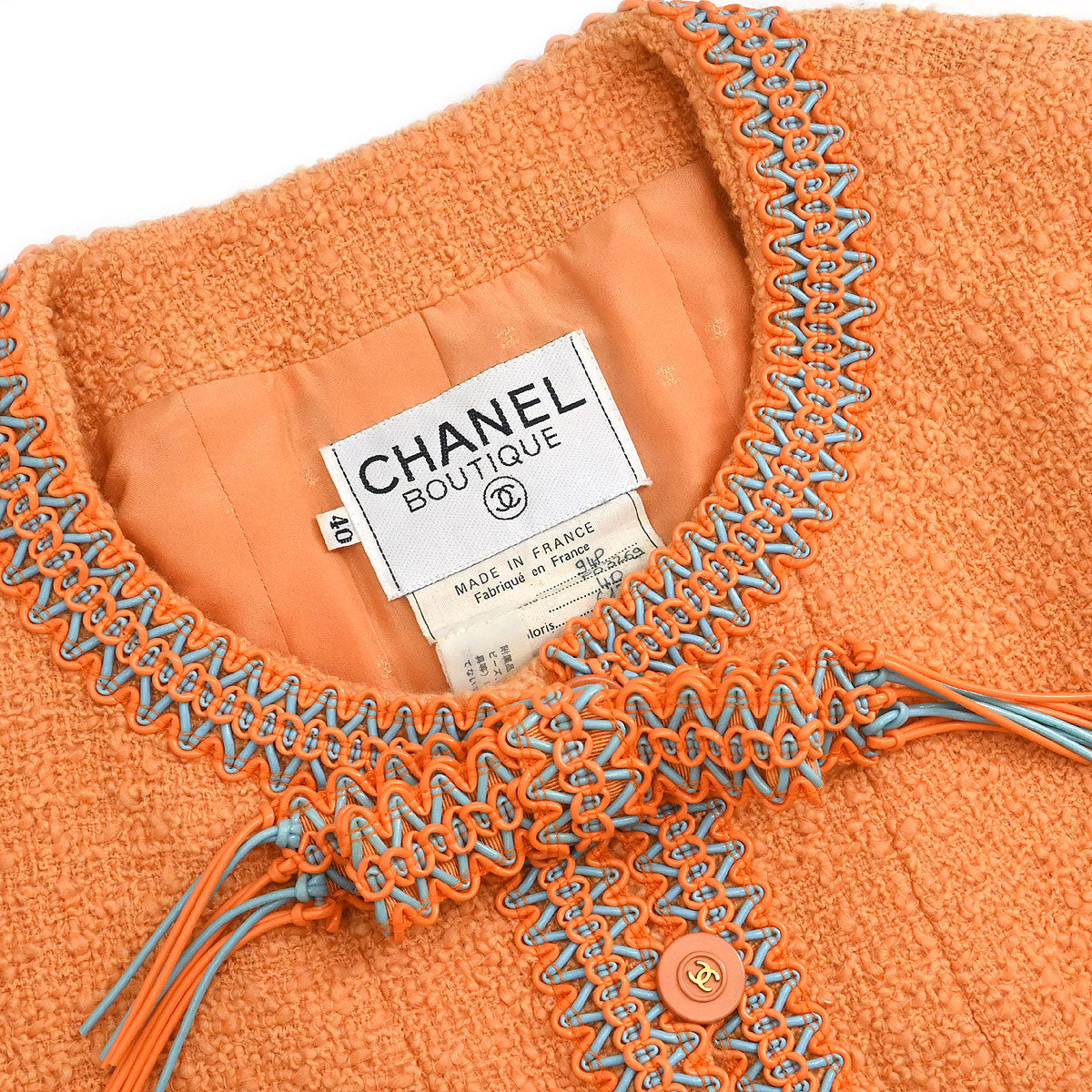 Chanel 1994 Setup Suit Jacket Skirt Orange #40