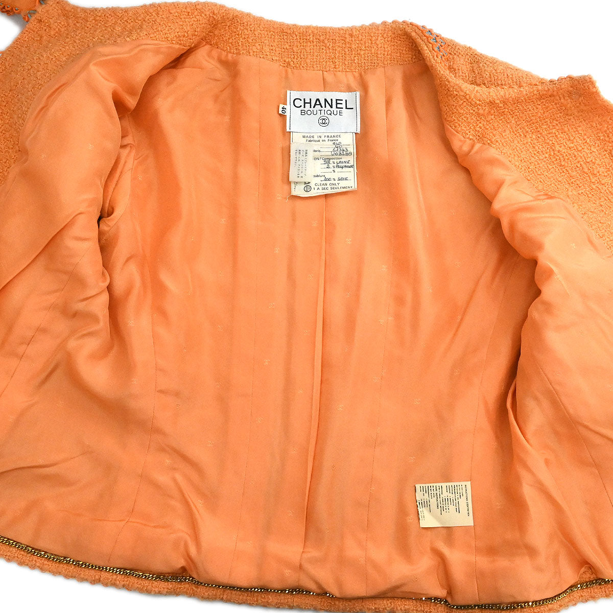 Chanel 1994 Setup Suit Jacket Skirt Orange #40