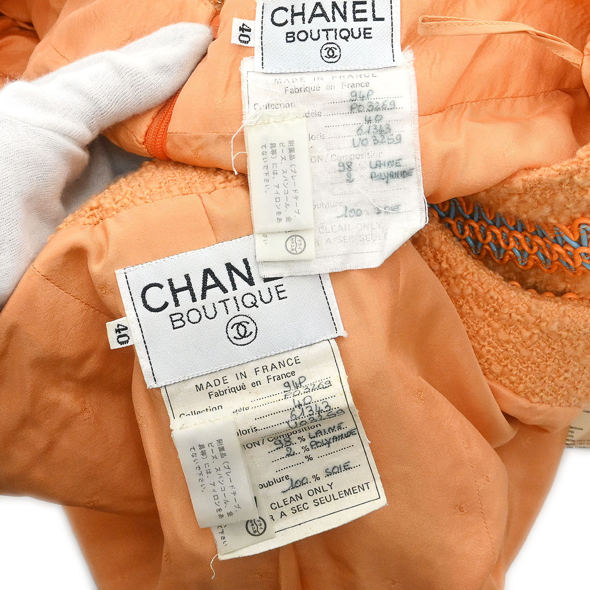 Chanel 1994 Setup Suit Jacket Skirt Orange #40