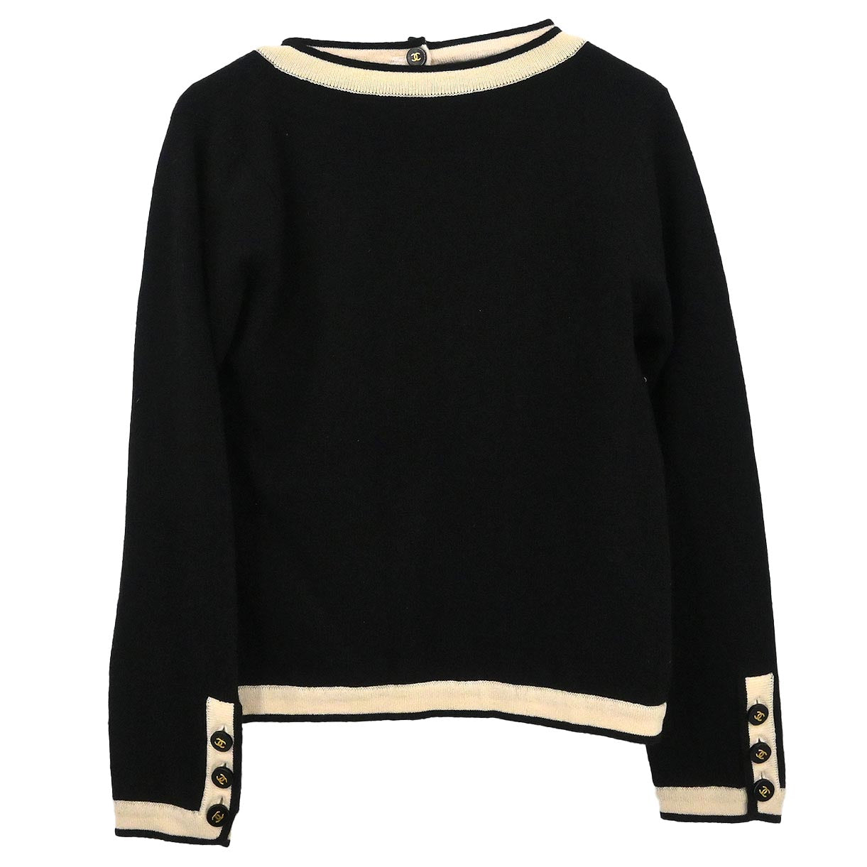 Chanel 1995 Ensemble Cardigan Short Sleeve Top Black