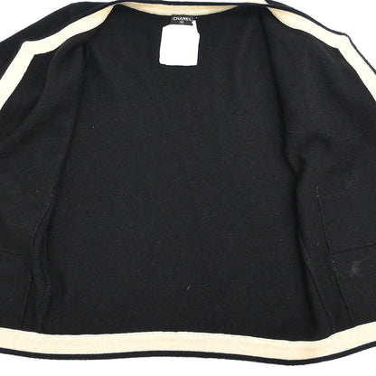 Chanel 1995 Ensemble Cardigan Short Sleeve Top Black