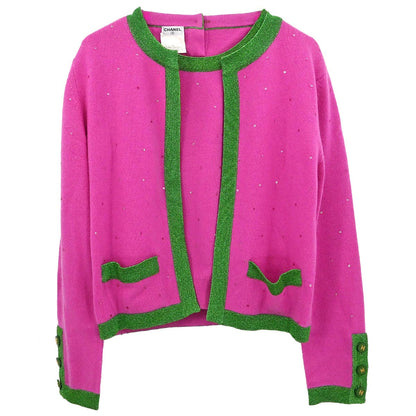 Chanel 1996 Ensemble Cardigan Short Sleeve Top Pink #42
