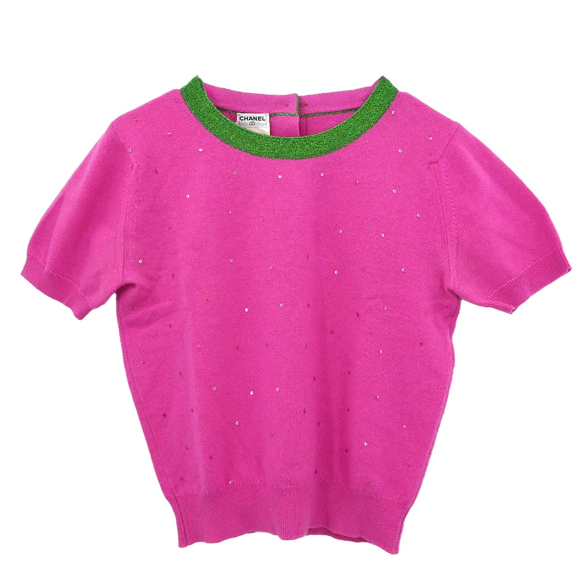 Chanel 1996 Ensemble Cardigan Short Sleeve Top Pink #42