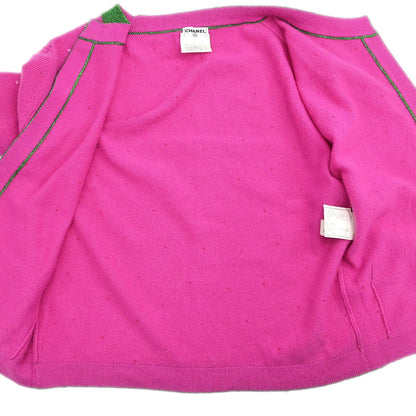 Chanel 1996 Ensemble Cardigan Short Sleeve Top Pink #42
