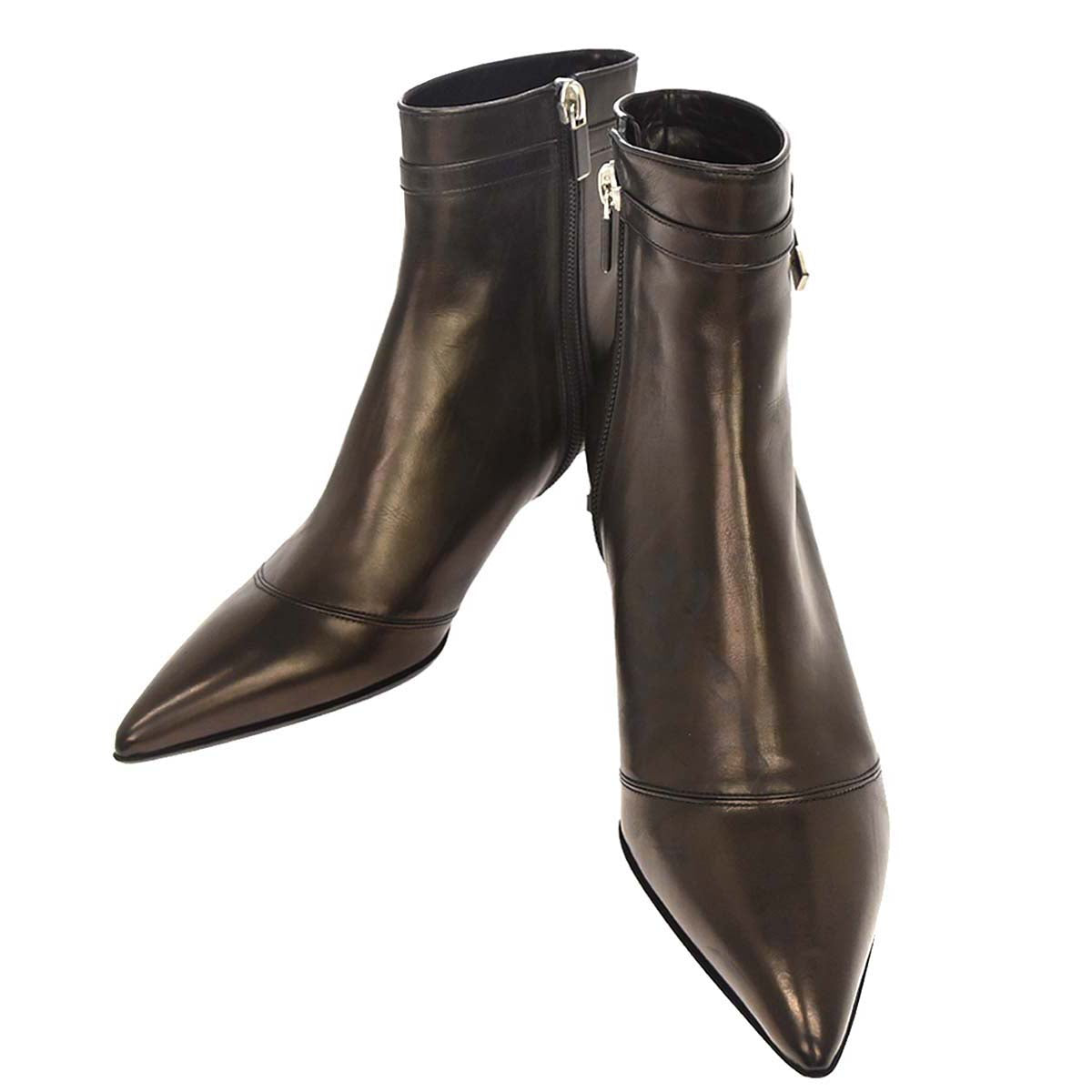 Louis Vuitton * Brown Leather Short Boots Shoes #36 1/2