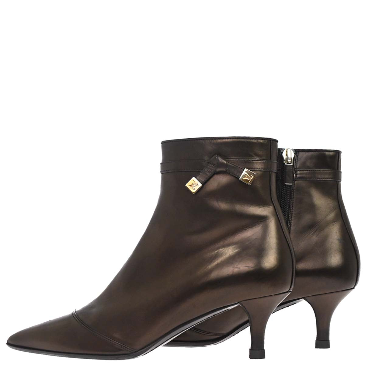 Louis Vuitton * Brown Leather Short Boots Shoes #36 1/2