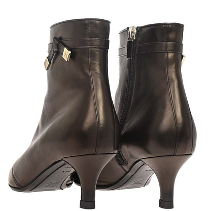 Louis Vuitton * Brown Leather Short Boots Shoes #36 1/2