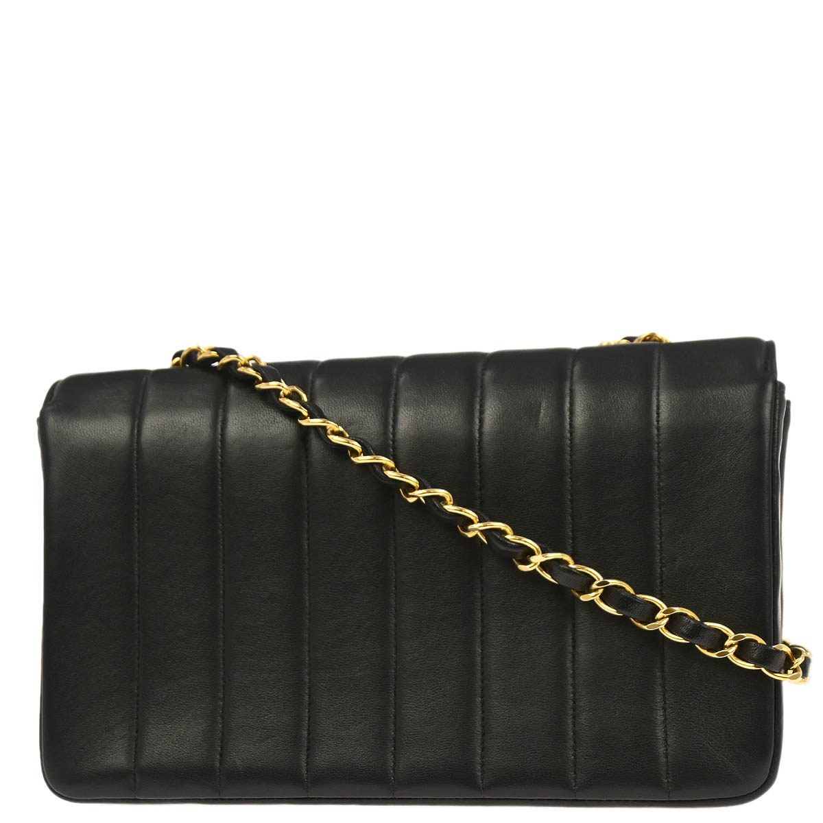Chanel 1994-1996 Black Lambskin Mademoiselle Single Flap Shoulder Bag