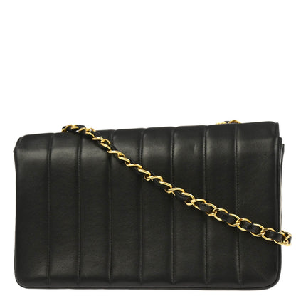 Chanel 1994-1996 Black Lambskin Mademoiselle Single Flap Shoulder Bag