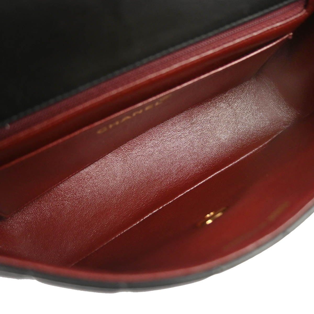 Chanel 1994-1996 Black Lambskin Mademoiselle Single Flap Shoulder Bag