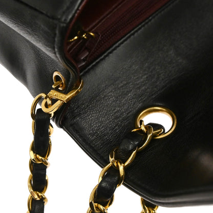 Chanel 1994-1996 Black Lambskin Mademoiselle Single Flap Shoulder Bag