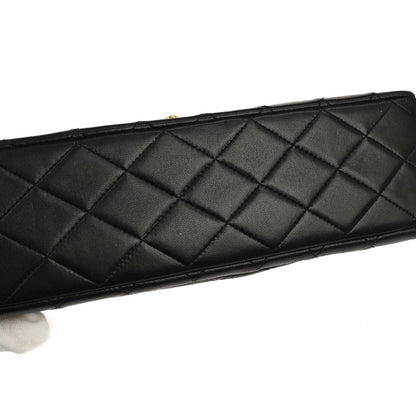 Chanel 1994-1996 Black Lambskin Paris Medium Double Flap Shoulder Bag