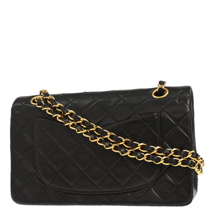 Chanel 1991-1994 Black Lambskin Small Classic Double Flap Shoulder Bag