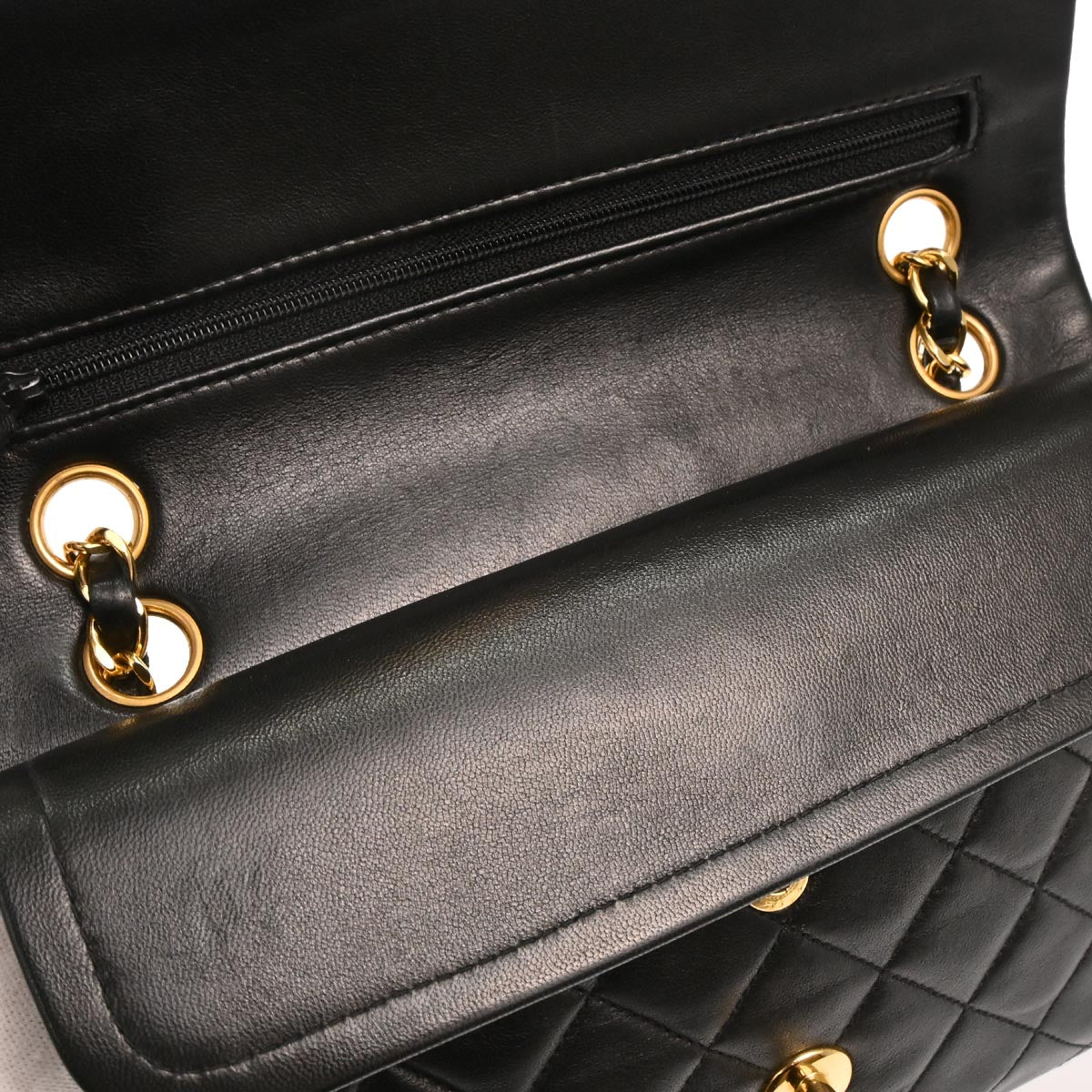 Chanel 1991-1994 Black Lambskin Small Classic Double Flap Shoulder Bag