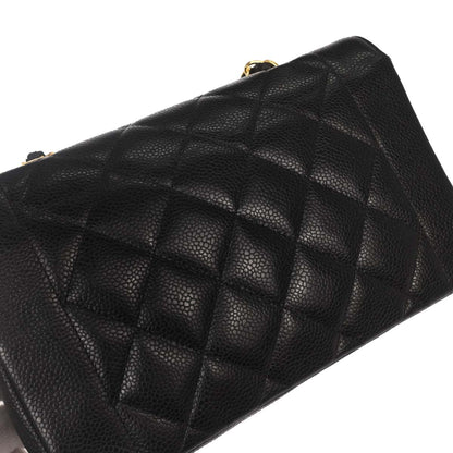 Chanel 1996-1997 Black Caviar Skin Small Diana Shoulder Bag