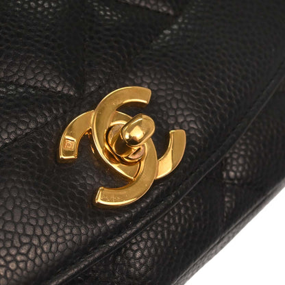 Chanel 1996-1997 Black Caviar Skin Small Diana Shoulder Bag