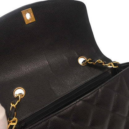 Chanel 1996-1997 Black Caviar Skin Small Diana Shoulder Bag