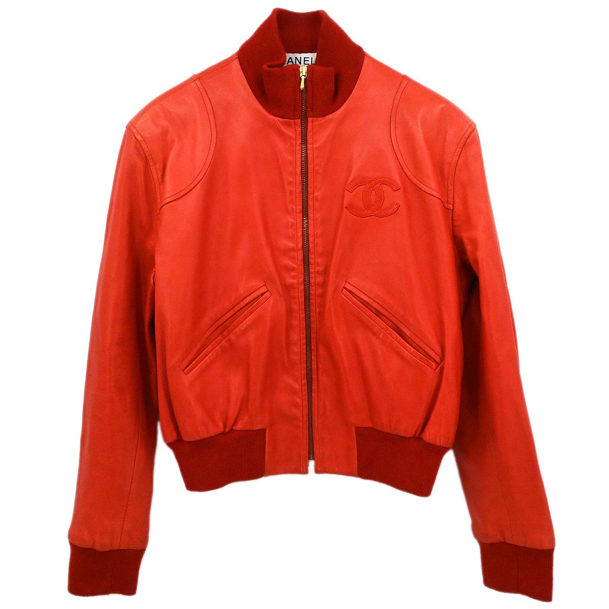 Chanel Zip Up Jacket Red #42