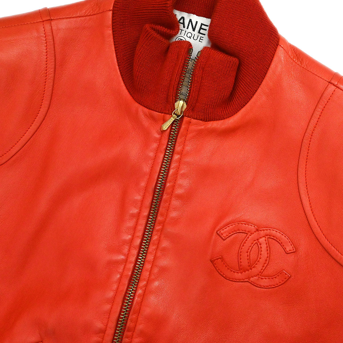 Chanel Zip Up Jacket Red #42