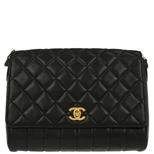Chanel 1989-1991 Black Lambskin Shoulder Bag