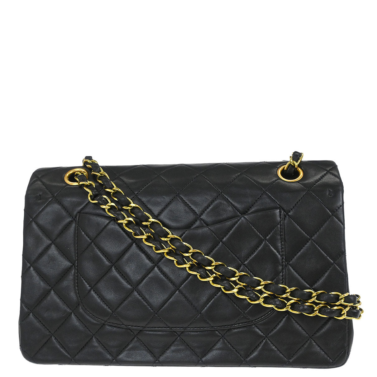 Chanel 1991-1994 Black Lambskin Medium Classic Double Flap Shoulder Bag