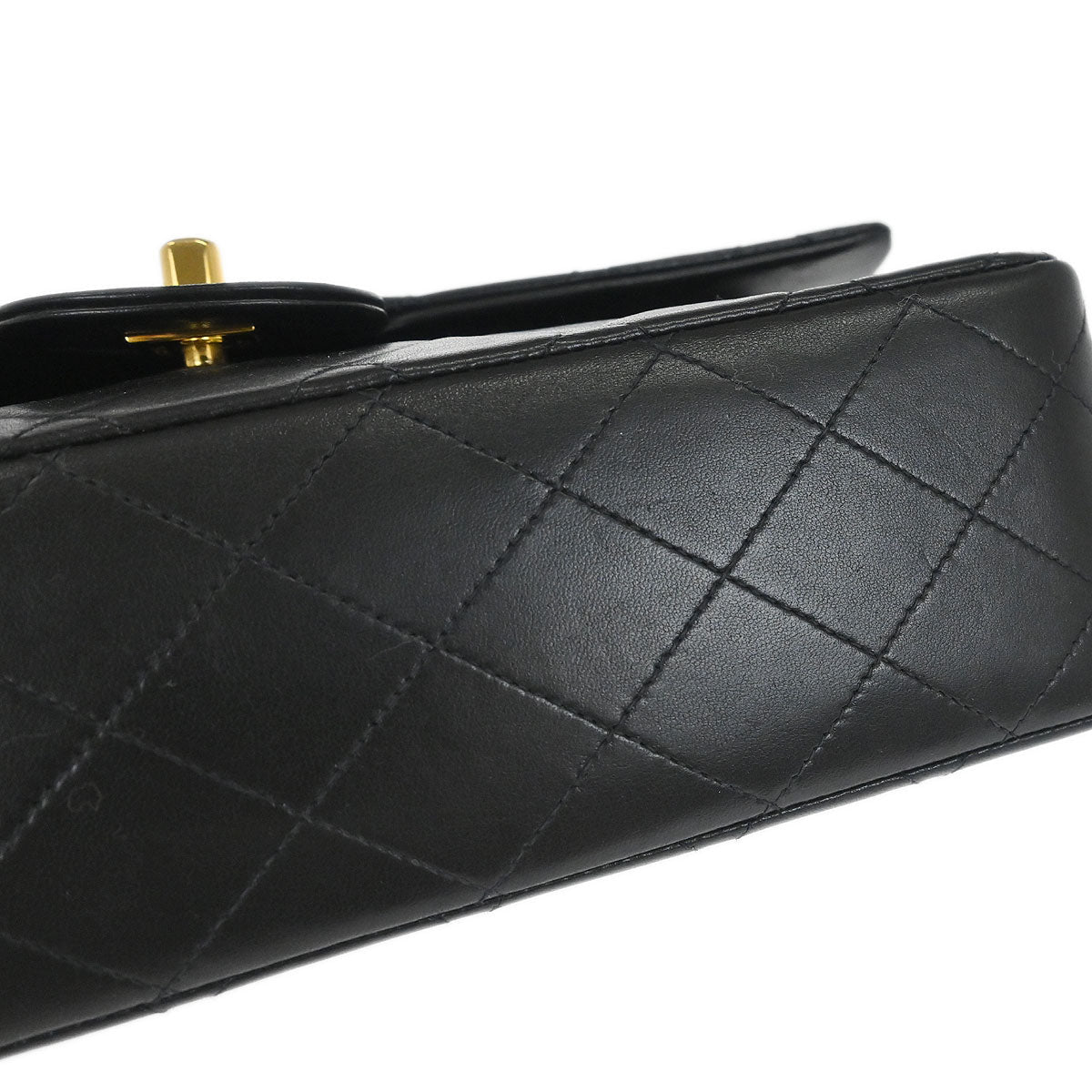 Chanel 1991-1994 Black Lambskin Medium Classic Double Flap Shoulder Bag